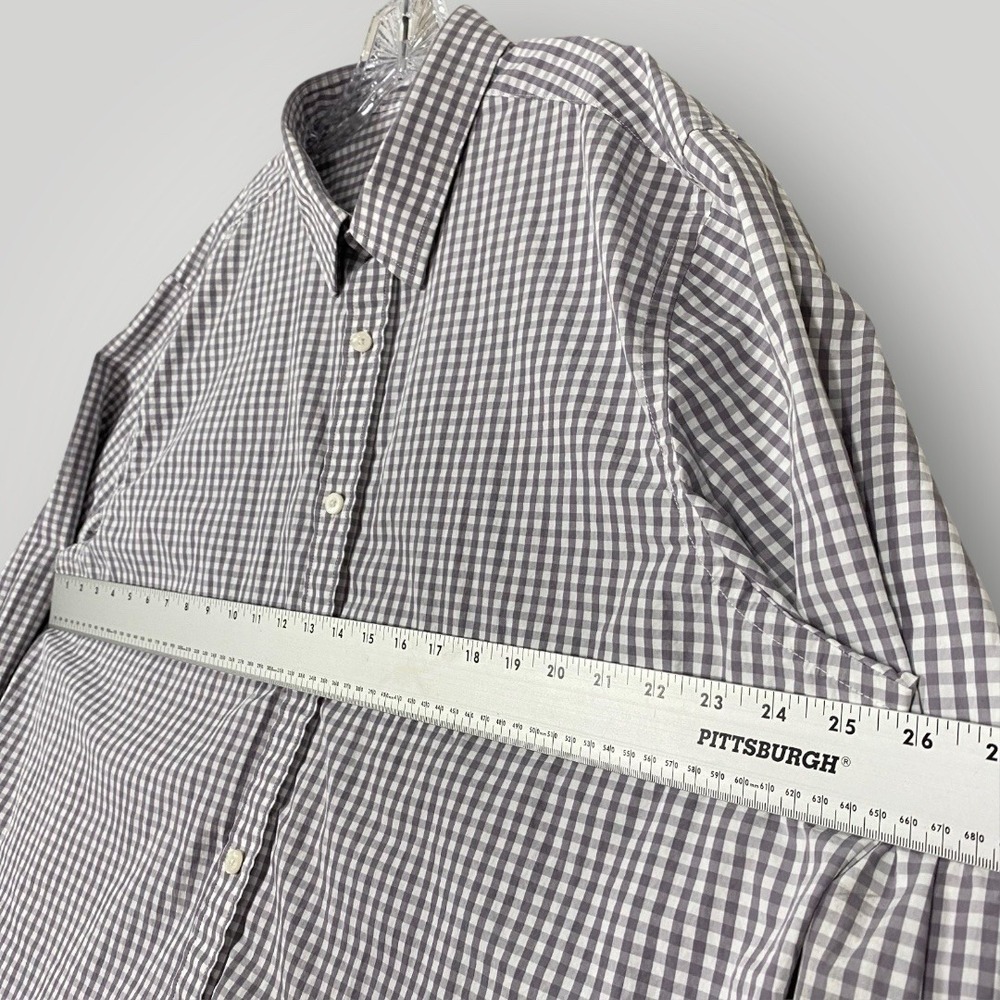 UNTUCKit Mens XXLarge Gray White Gingham Check Dress Long Sleeve Button Up Shirt - Picture 4 of 10